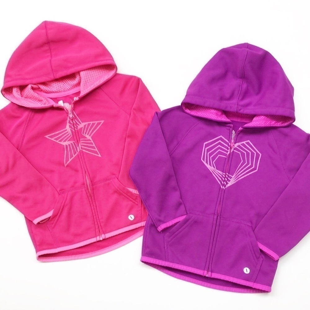 Xersion toddler girls pink & purple zip up jackets with hoods - set of 2